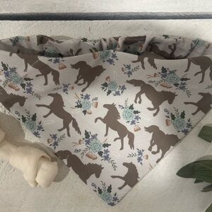 Dog Bandana Collar Accessory in Cream with Brown Horse Print